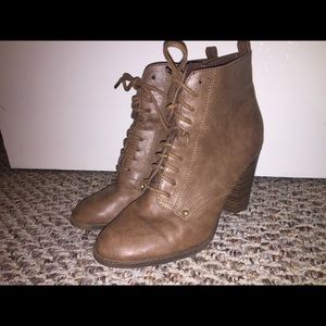 brown boots with a 2 inch heel.